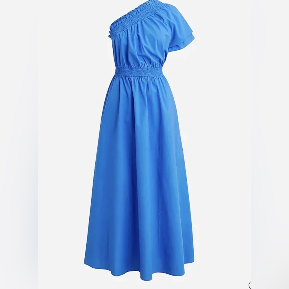 J. Crew Blue One Shoulder Maxi Dress